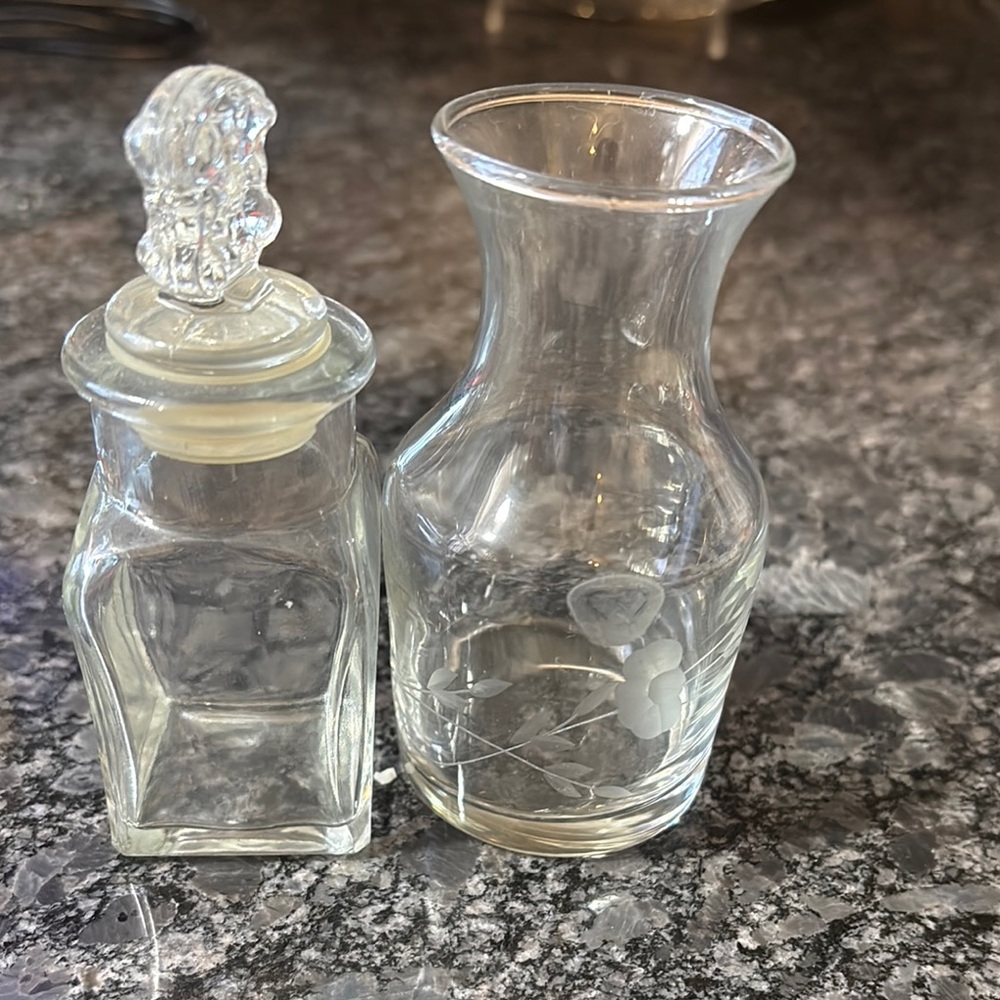 VTG Clear Glass Decanter and Vase Set